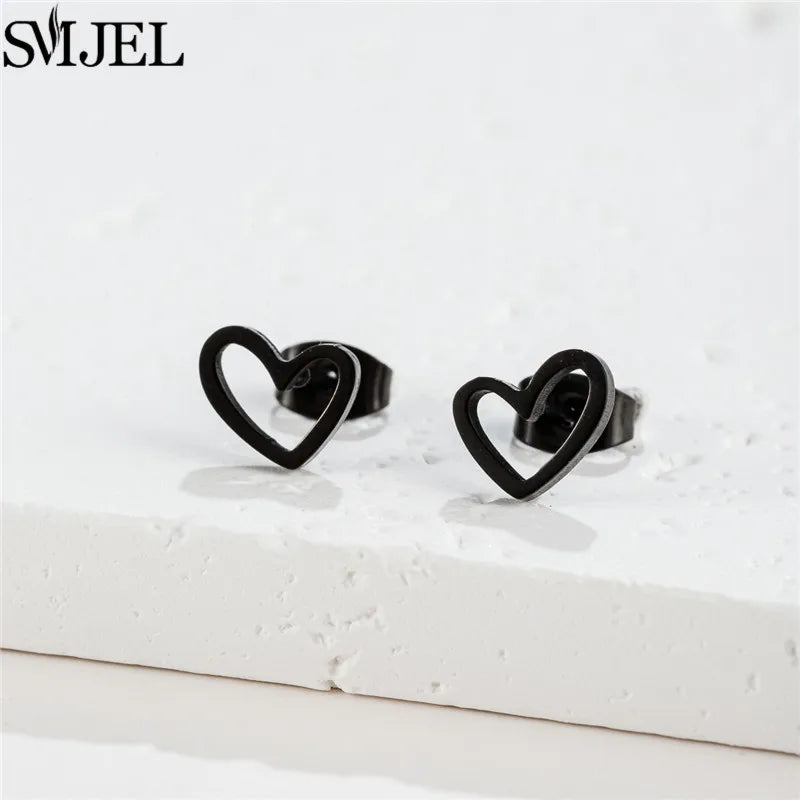 Romantic Simple Tiny Heart Earrings Female Minimalist Stainless Steel Love Stud Earring Hypoallergenic Jewelry Wedding Gift