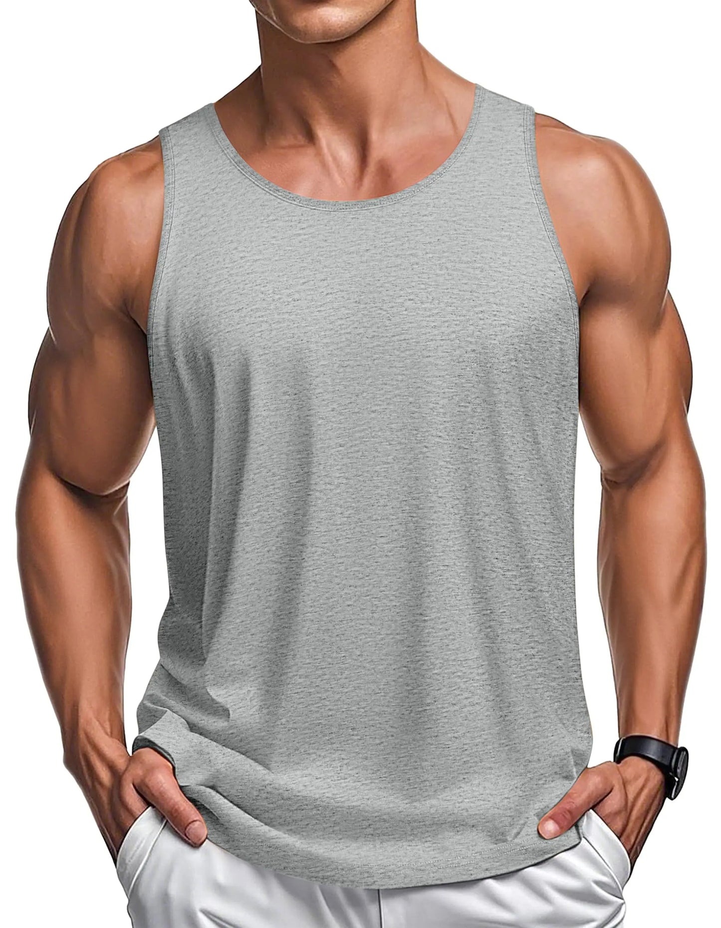 MAGCOMSEN Men's Tank Tops Cotton Sweat-wicking Breathable Muscle Sports Sleeveless Shirt Gym Exercise Outdoor Sports and Beach