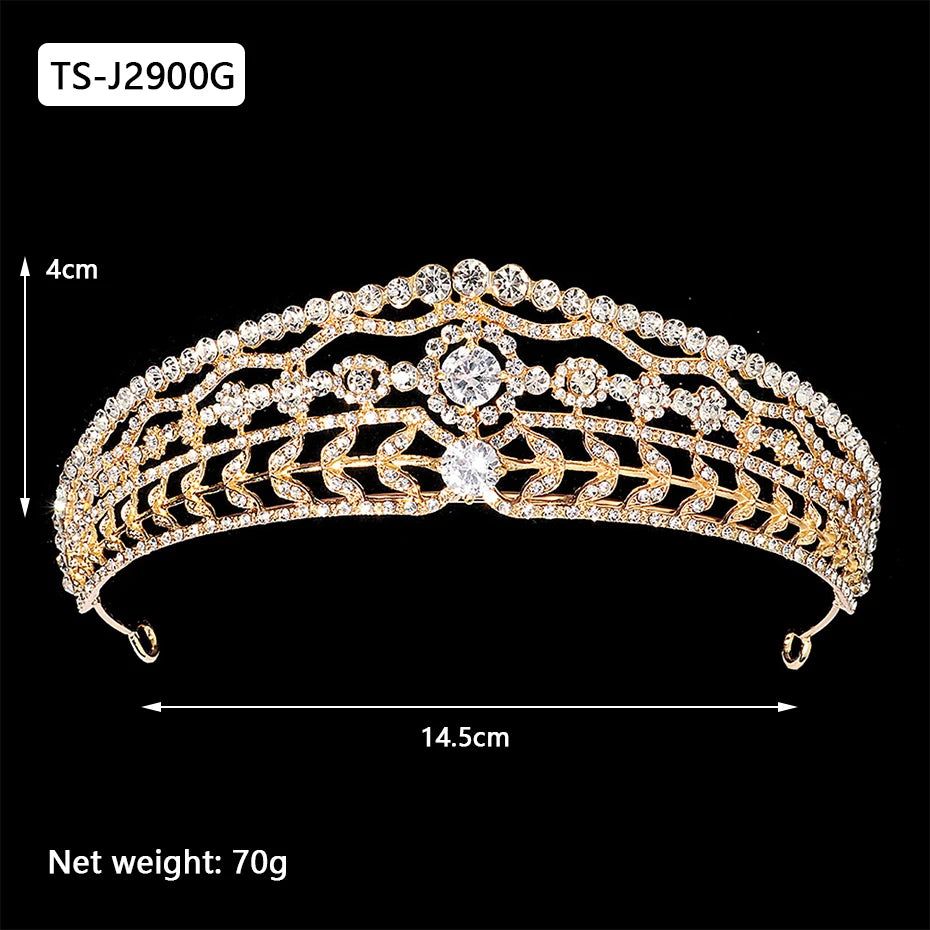 Gold Color Tiaras and Crowns for Women Wedding Bridal Hair Accessories Pearl Rhinestone Headpiece Bride Headdress Prom Jewelry