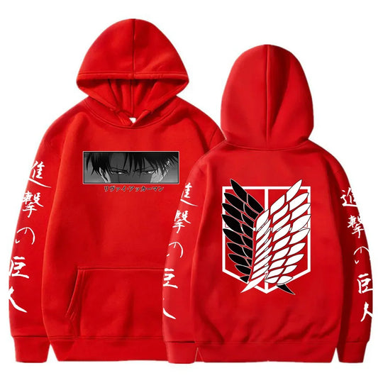Hot Anime Attack on Titan Hoodies Levi Shingeki No Kyojin Print Hooded Men Women Clothes Plus Size Sweatshirt Harajuku Pullover