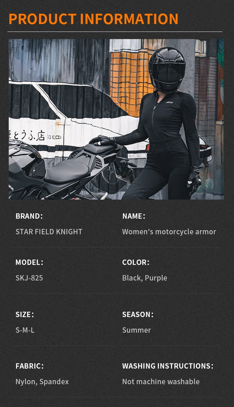 Women Motorcycle Soft Armor Full Body Summer Motorbike Skiing Protective Jacket Lady Motocross Racing Undershirt CE Approved