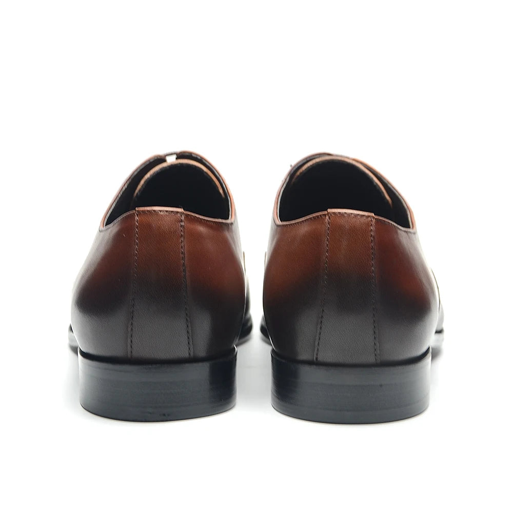 Italian Mens Dress Shoes Genuine Leather Cap Toe Oxfords Lace-up Black Brown Wedding Business Office Brogue Formal Shoes for Men