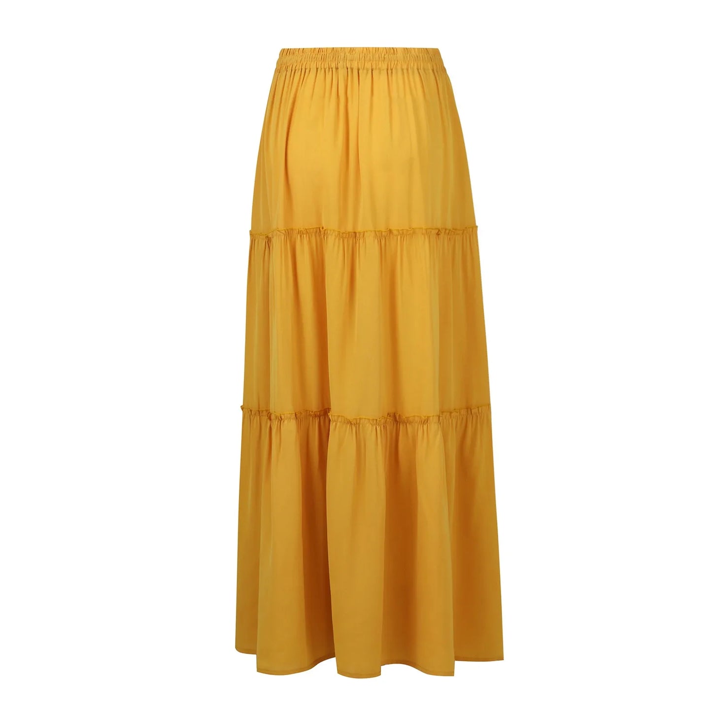 Women long skirt Fashion Solid Color Long Skirts Elastic Waist faldas Loose Casual High Waist saia Versatile Half-Body Dress