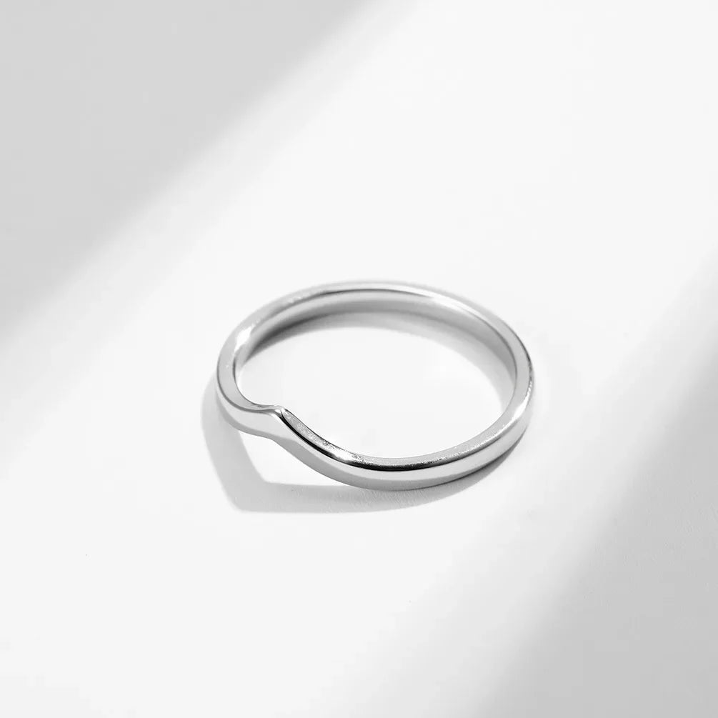 Minimalist Heart Shaped Stainless Steel Female Ring 2mm Thin Style Love Wedding Anniversary Gift Romantic Jewelry