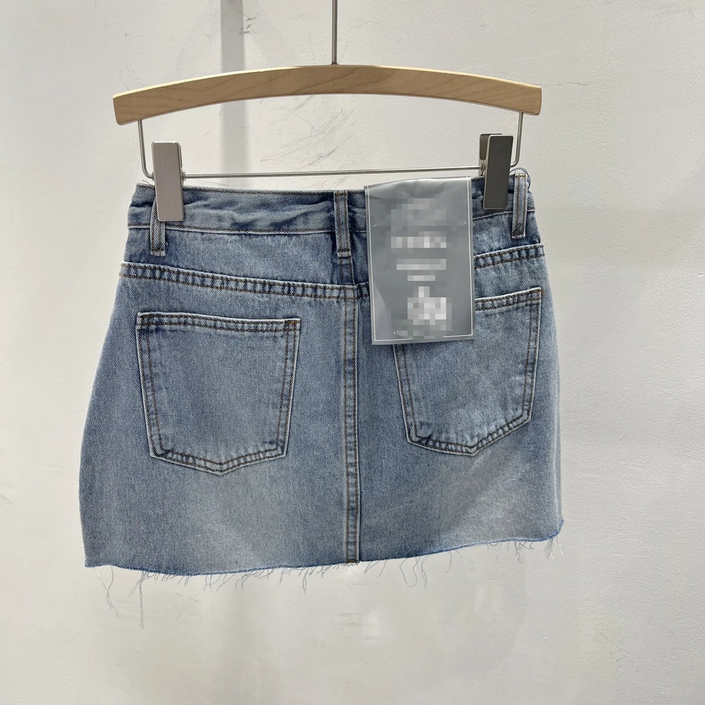 Black Skirt Korean Style Slimming Denim Skirt Women 2024 Summer New High Waist Fashionable Sequins Frayed A- Line Mini Skirts