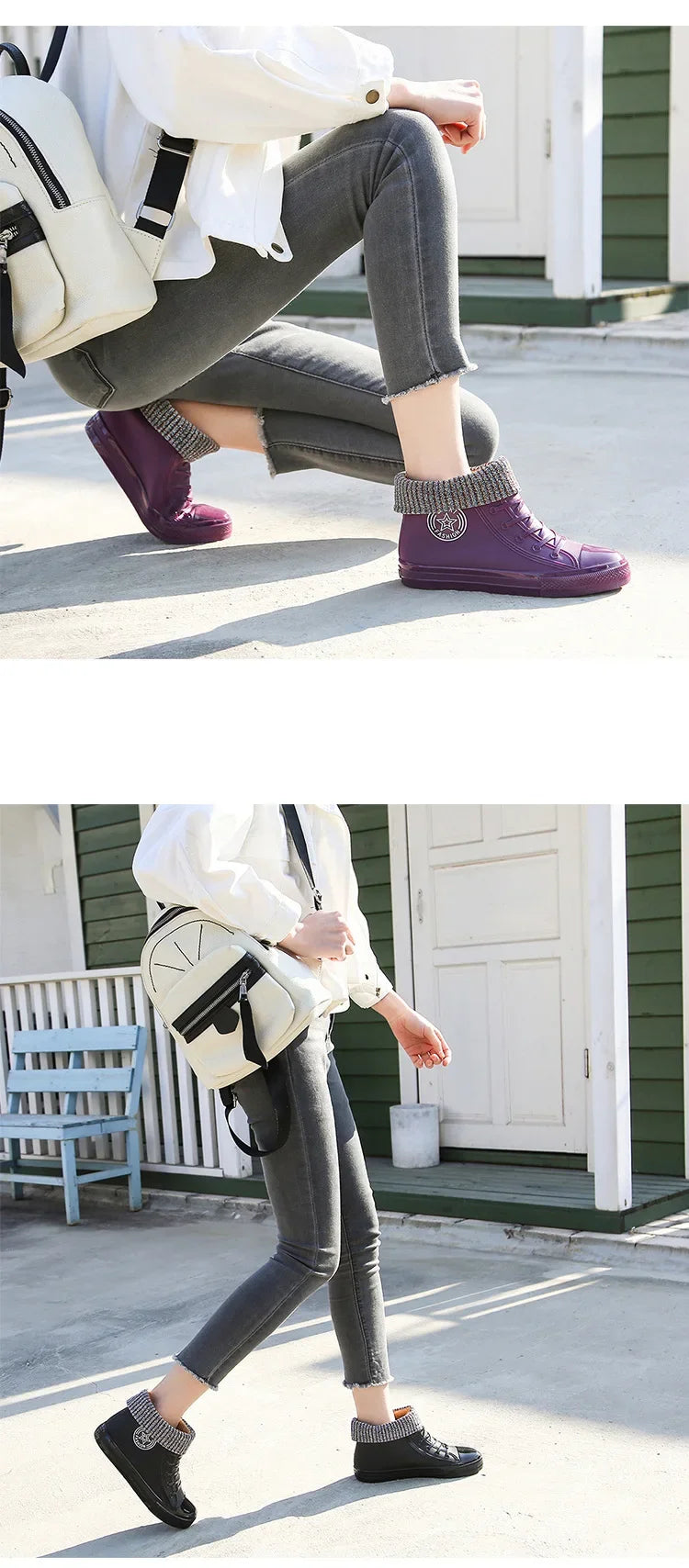 Anti-Slip Short Tube Waterproof Women's Rain Boots Fashionable Kitchen Work Rubber Shoe Covers Fishing Shoes PVC Material Adult