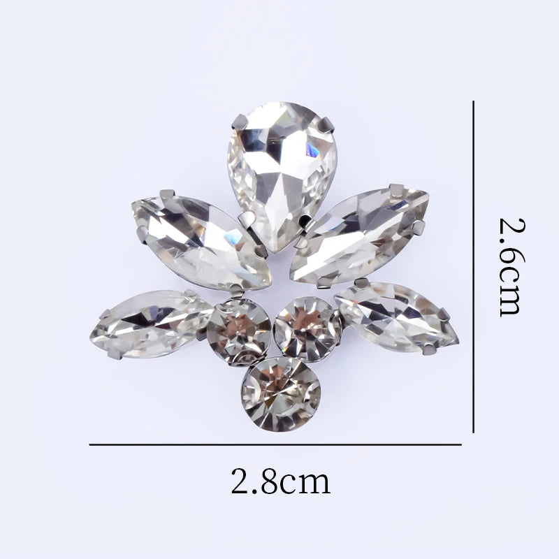 QIAO 5pcs Rhinestones Ornament Crystal Clear Iron on Diamond Rhinestones for Clothing Bags Hoodie Decorations Accessories