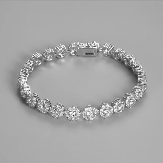 S925 Silver Zircon Tennis Bracelets Women's CZ Gemstone Fashion Shiny CZ Crystal Bracelet Bangle For Wedding Party