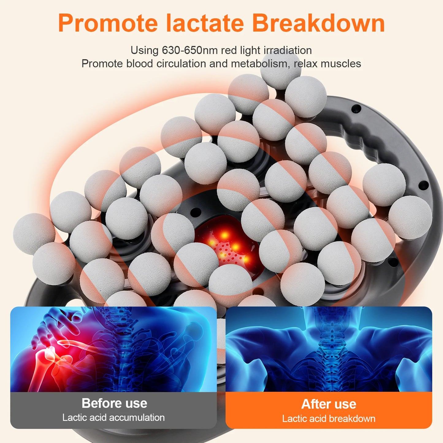 Multi-head Fascia Gun Deep Relaxation Muscle Red Light Deep Tissue Body Muscle Massage Gun