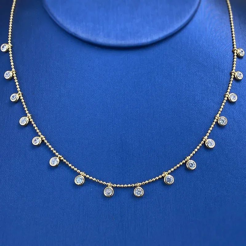 Charm Moissanite Diamond Necklace 100% Real 925 Sterling Silver Engagement Wedding Chocker Necklace For Women Bridal Jewelry