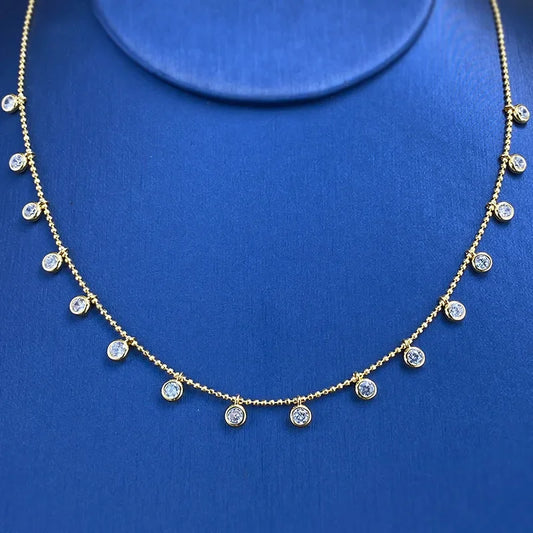 Charm Moissanite Diamond Necklace 100% Real 925 Sterling Silver Engagement Wedding Chocker Necklace For Women Bridal Jewelry