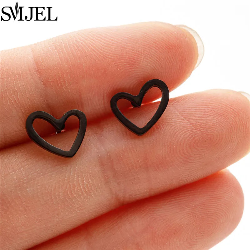 Romantic Simple Tiny Heart Earrings Female Minimalist Stainless Steel Love Stud Earring Hypoallergenic Jewelry Wedding Gift