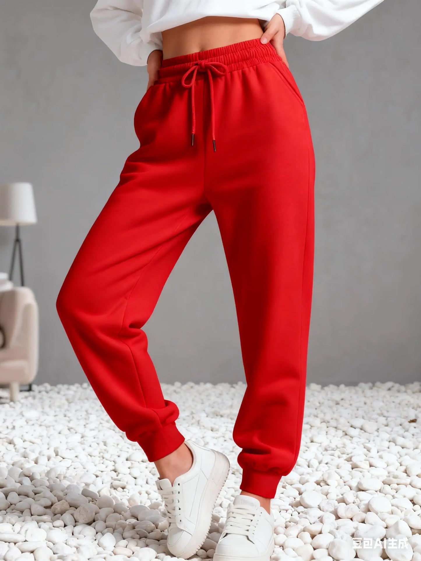 Multicolor Autumn Solid Color Womens Sweatpants Fleece Casual Unisex Long Pants All-Match Sportspants Woman Drawstring Pant