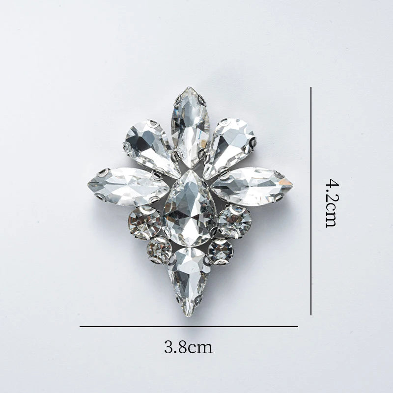 QIAO 5pcs Rhinestones Ornament Crystal Clear Iron on Diamond Rhinestones for Clothing Bags Hoodie Decorations Accessories