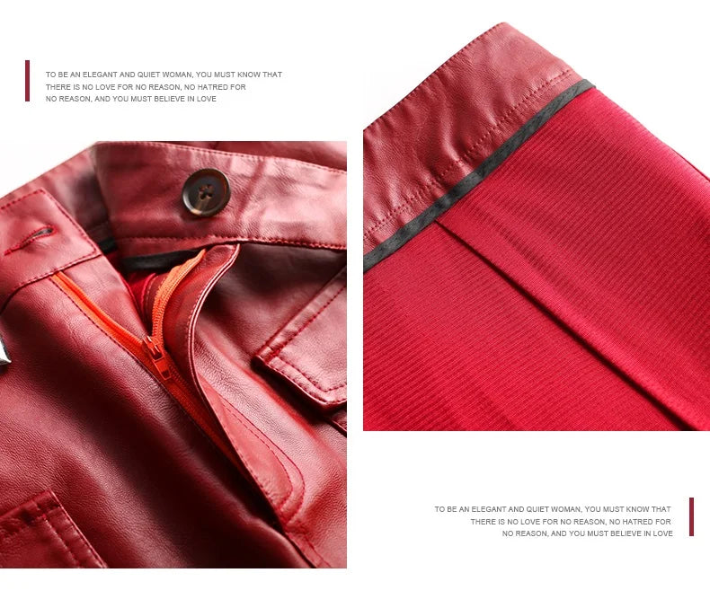 ZUZK Women  Knee Length PU Leather Skirt   Spring Autumn Solid Color Casual Straight Skirts PU Leather Skirts  3 Colors