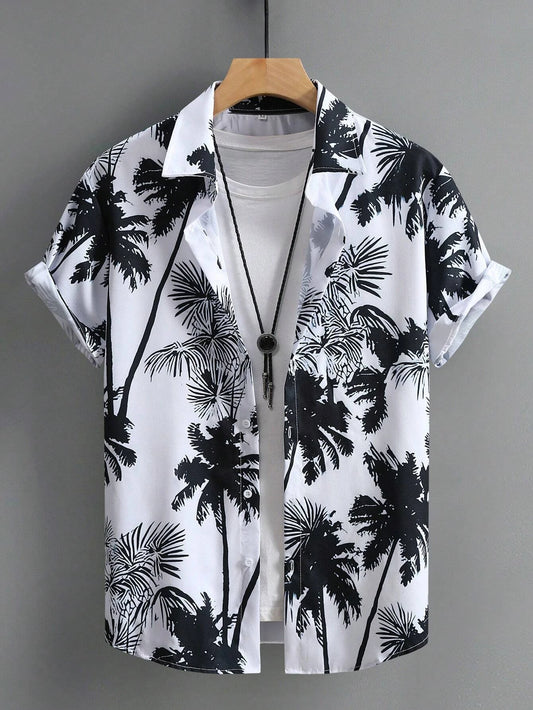 Hawaiian Shirt Man Print Casual Thin Beach Slim Fashion Shirt High Quality Luxury Black Social Vintage Funny Oversized Clothes