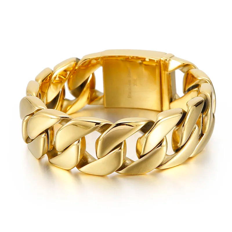 24/25/26mm Thick Link Chains Cuban Bracelets For Men Puk Stainless Steel Material Big Wide Fashion Hand Jewelry Party Gifts