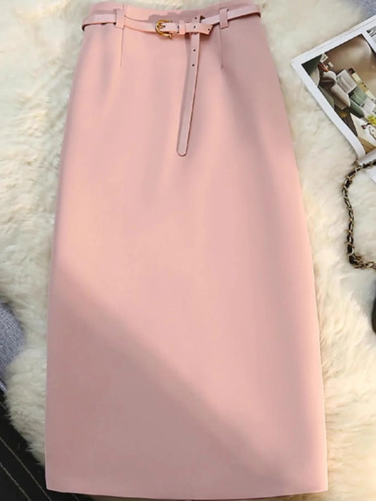 High Waist Suit Sle  Skirt Korean Spring Autumn New Wrap around a Line Skirt for Women Casual Loose Fit a pe