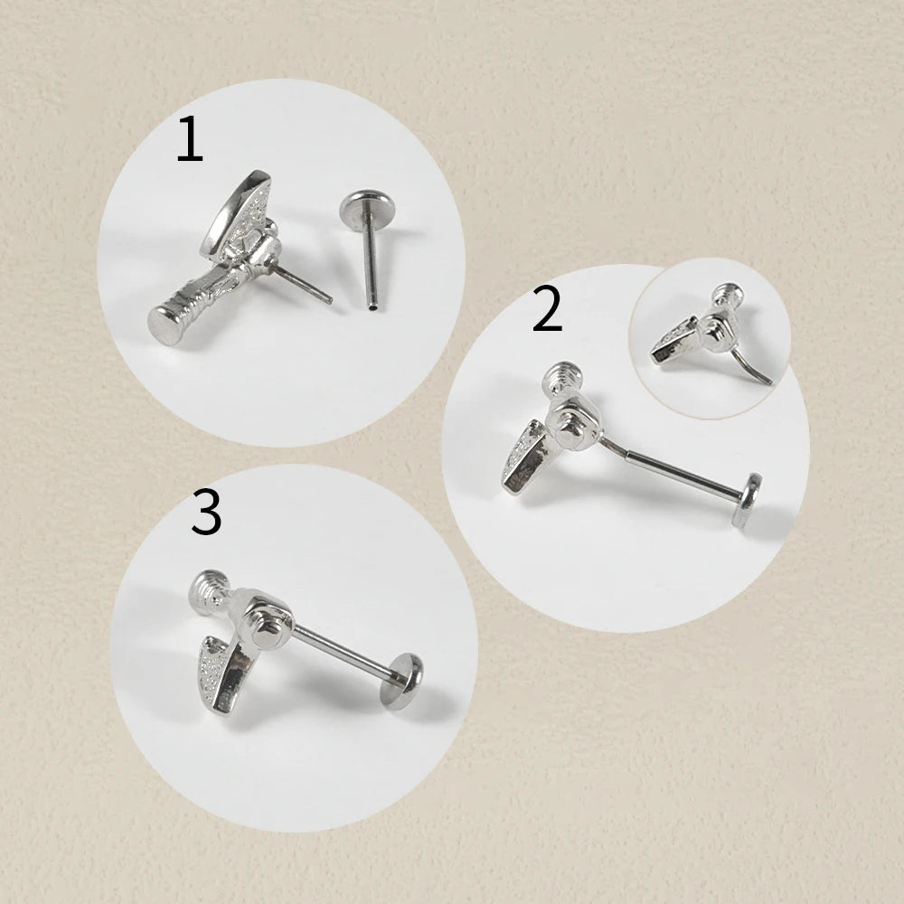 1PC Surgical Steel Threadless Wrench Axe Scissor Dragon Labret Lip Ring Ear Cartilage Tragus Earring Helix Lobe Piercing Jewelry