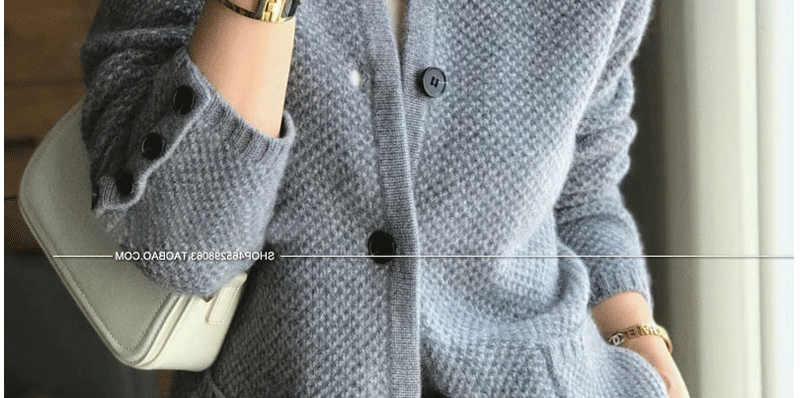 Autumn Winter New Thickened 100% Cashmere Wool Cardigan Women Stand Neck Sweater Sweater Loose Knit Base Wool Sweater Jacket