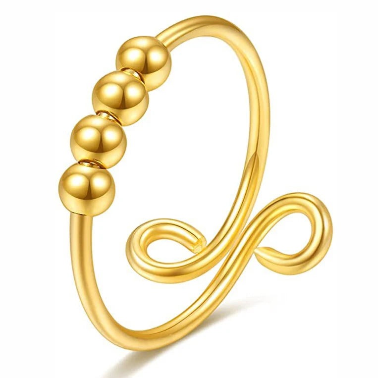 Trendy Anxiety Rings Tarnish Free Stainless Steel Fidget Rotate Bead Anti Stress Relief Finger Ring Jewelry For Women