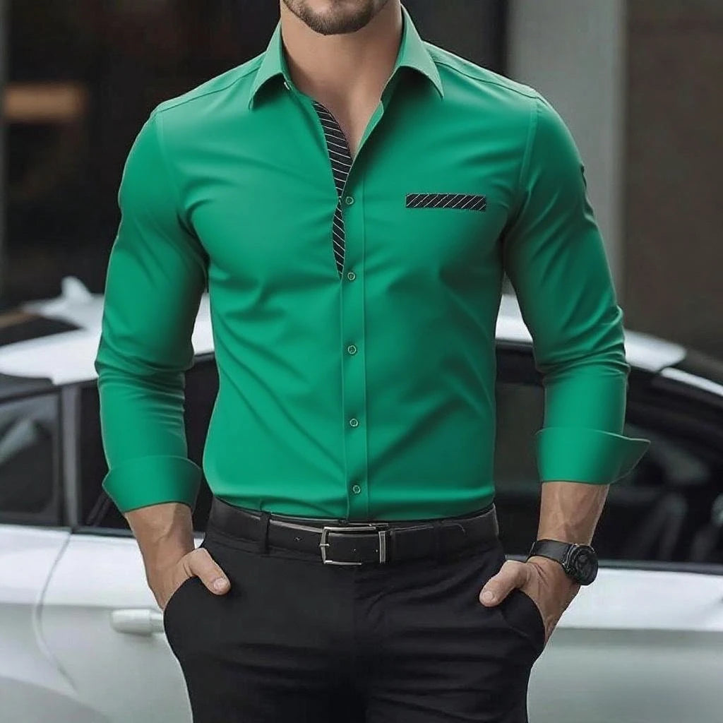 14 colors men's shirt slim fit business shirt fashionable and comfortable long sleeve shirt oversized size S-6xl