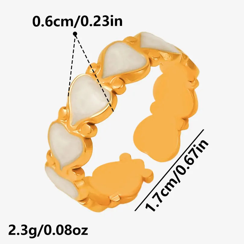 Elegant Ring Enamel Stainless Steel Rings For Women Men Accessories Flower Plant Jewelry Open Adjustable Real Gold Plated Bagues