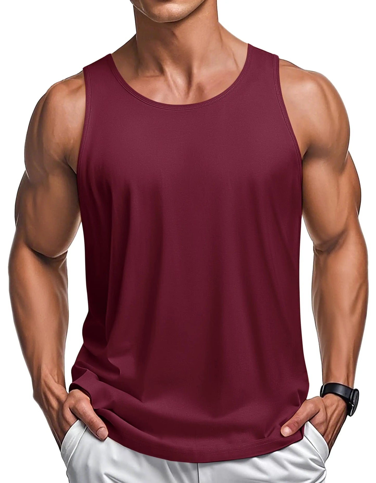 MAGCOMSEN Men's Tank Tops Cotton Sweat-wicking Breathable Muscle Sports Sleeveless Shirt Gym Exercise Outdoor Sports and Beach