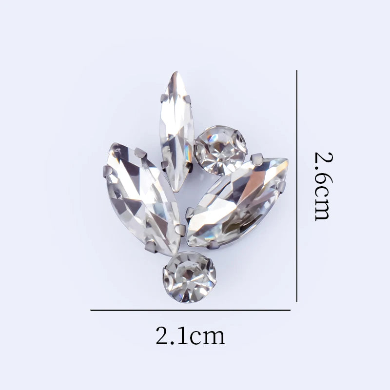 QIAO 5pcs Rhinestones Ornament Crystal Clear Iron on Diamond Rhinestones for Clothing Bags Hoodie Decorations Accessories