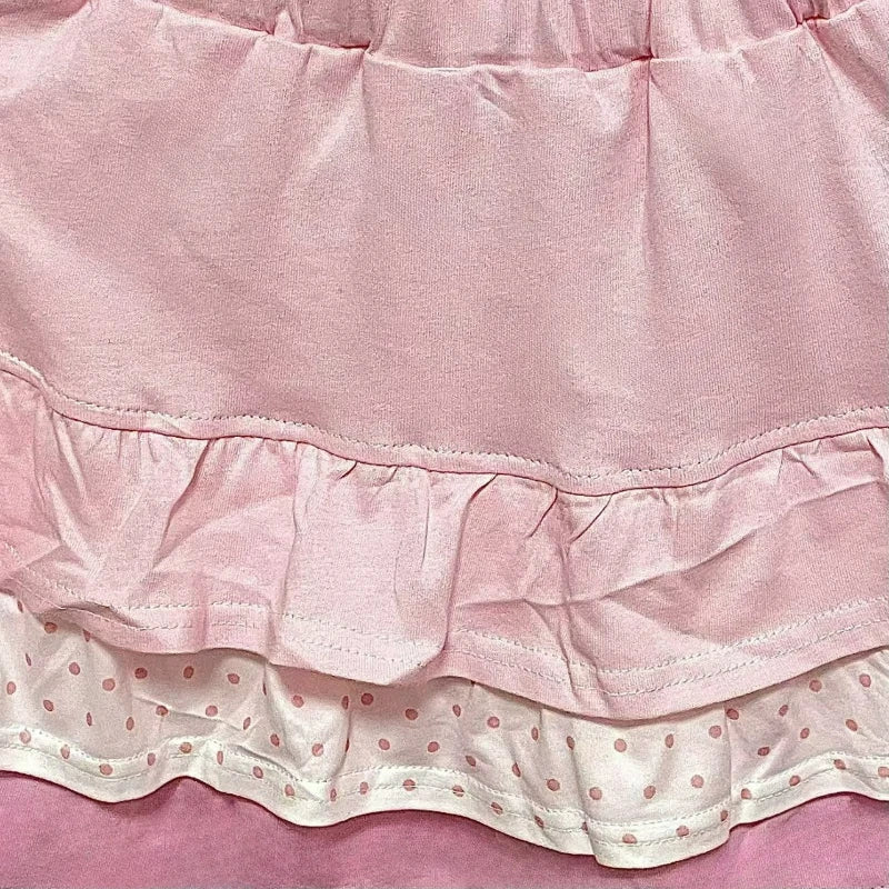 Pink Sweet Lolita Style Mini Skirt Women Kawaii Embroidery Polka Dot Print Cake Skirts Female Summer Fashion Y2k A Line Skirts