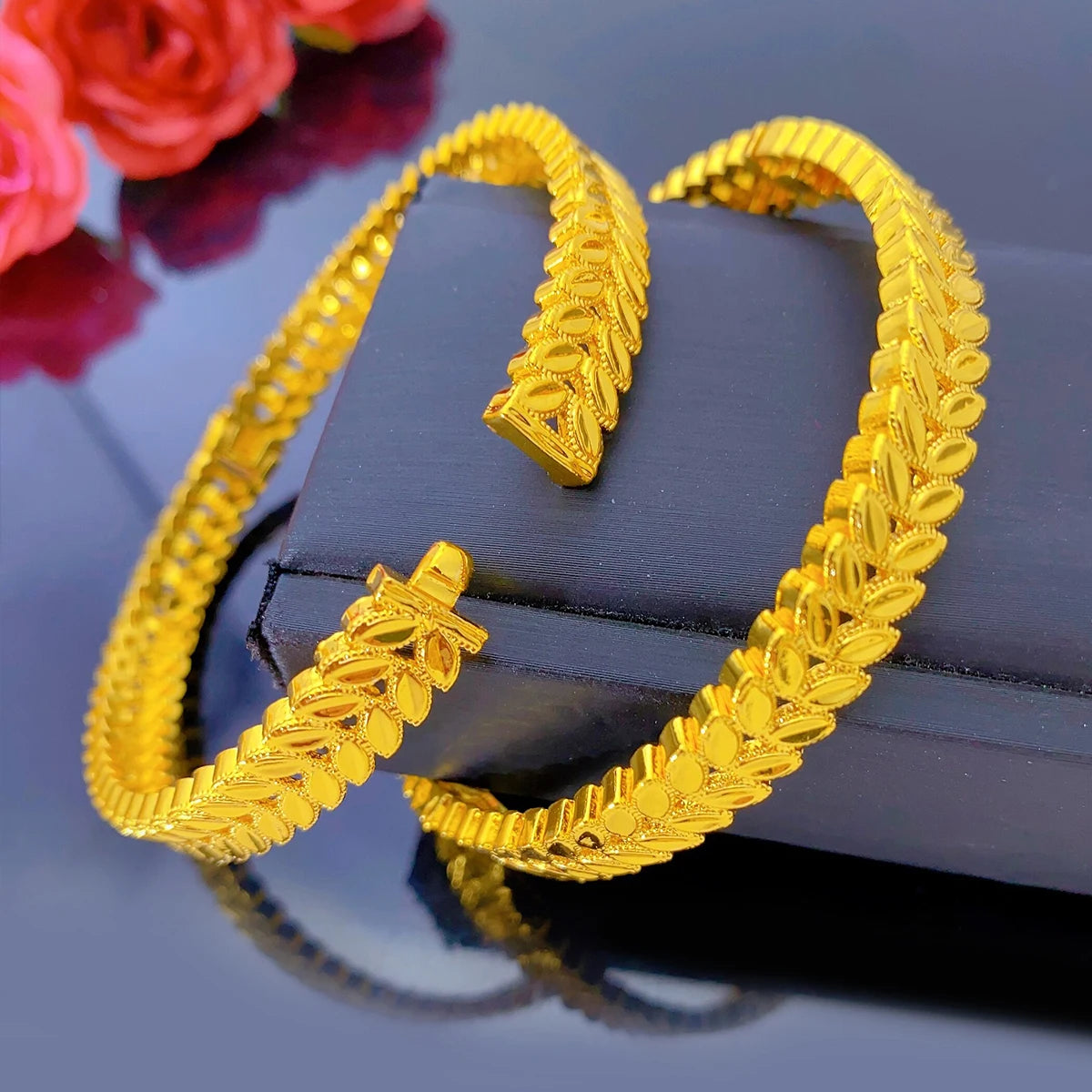 XUHUANG Indian Luxury  Bangles Bracelet Jewelry for Women Wedding Dubai 24k Gold Color Charm Accessories for Arabic Party Gifts