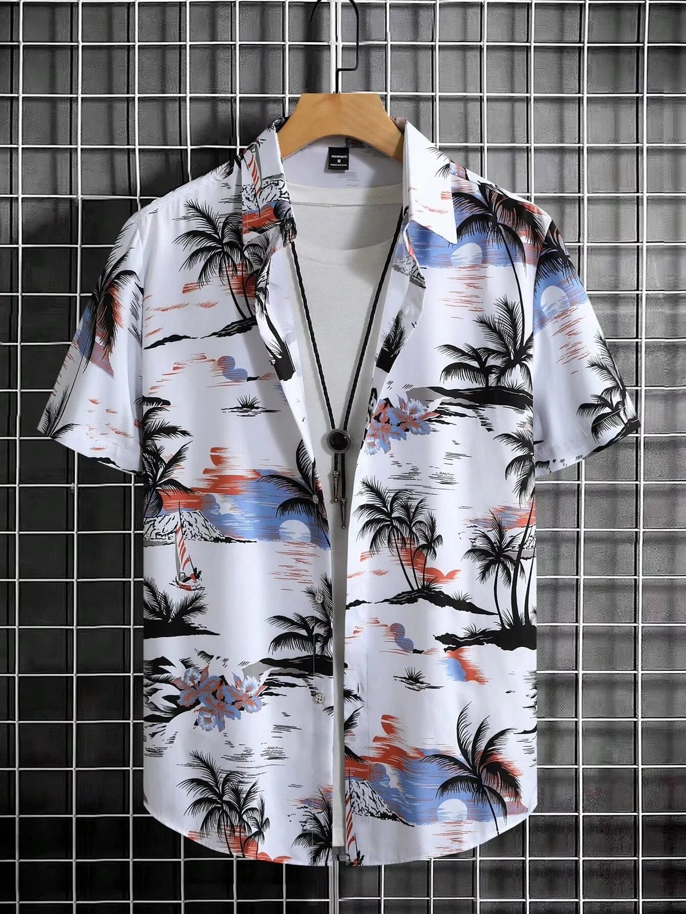 Hawaiian Botanical Flower Print Men's and Women's Short Sleeve Lapel Seaside Button-Down Shirt Top Casual Fashionable Shirts