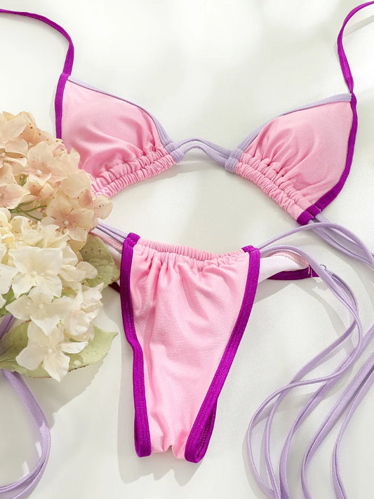 Rinabe Bikinis Bandage Swimsuit Floral Print Bikini Sets Women 2025 New Swimwear Triangle Beachwear Summer Bathing Suit