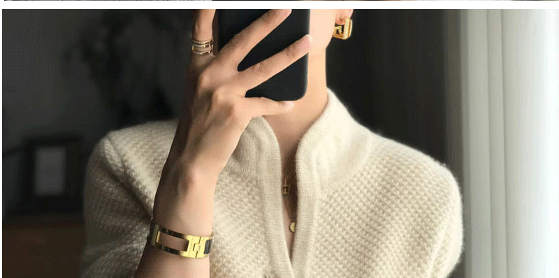 Autumn Winter New Thickened 100% Cashmere Wool Cardigan Women Stand Neck Sweater Sweater Loose Knit Base Wool Sweater Jacket