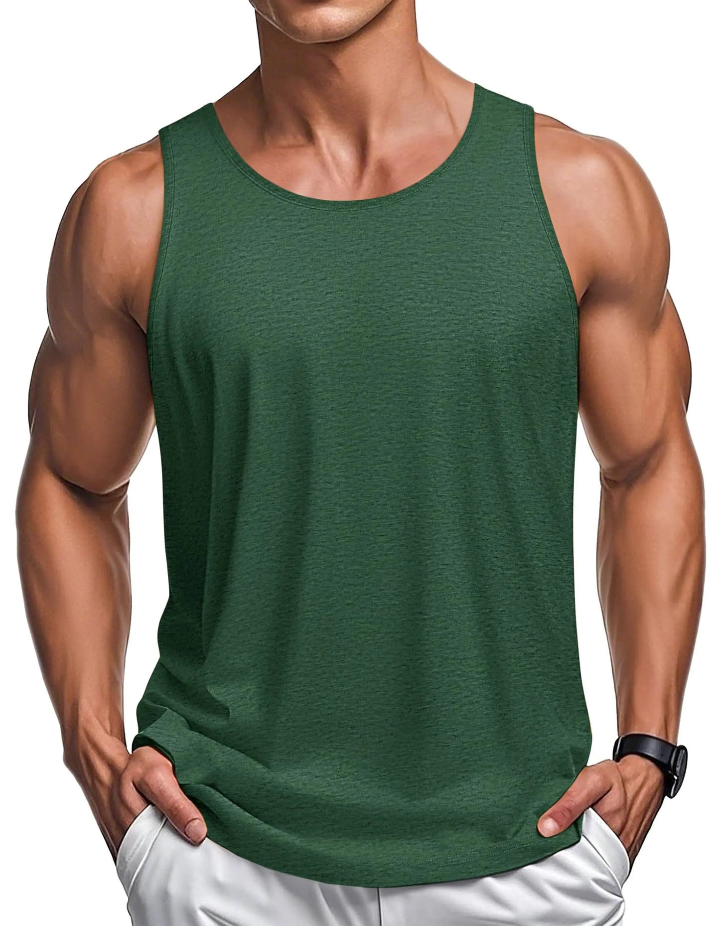 MAGCOMSEN Men's Tank Tops Cotton Sweat-wicking Breathable Muscle Sports Sleeveless Shirt Gym Exercise Outdoor Sports and Beach