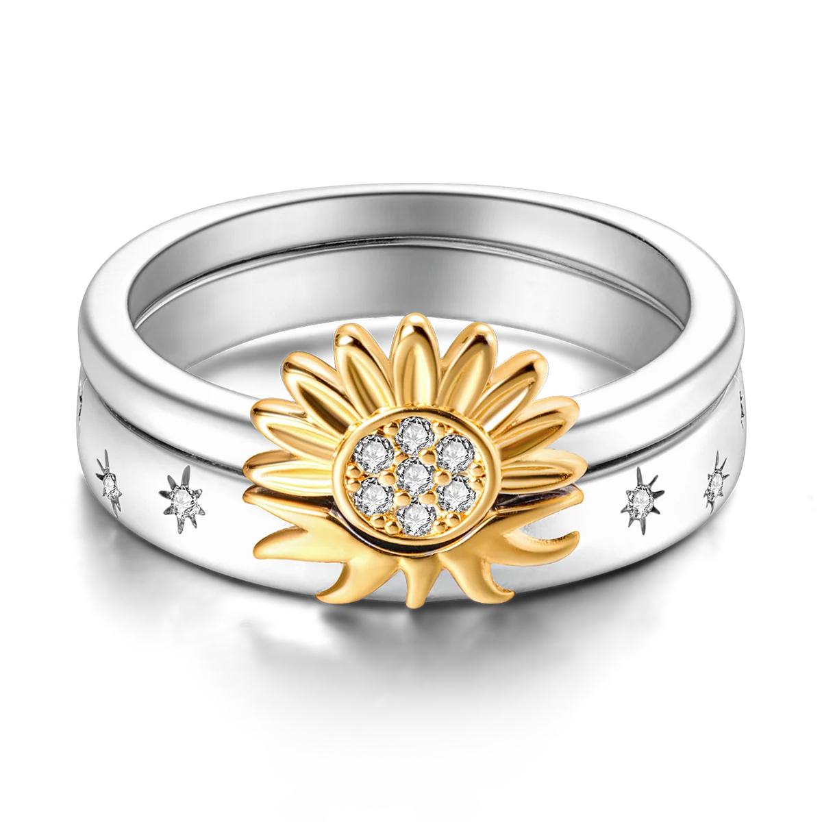 Silver Plated Women Luxury Stackable Ring Real Infinite Flower Daisy Fine Jewelry Rings For Engagement Weddling Party