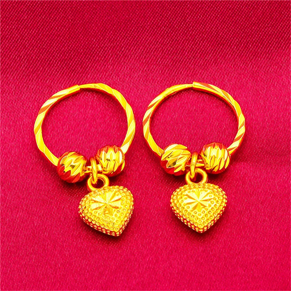 ANIID Heart Earrings 24K Gold Color Hoop Earrings for Women Nigerian Designer Earrings Party Wedding Jewelry Wholesale Gift