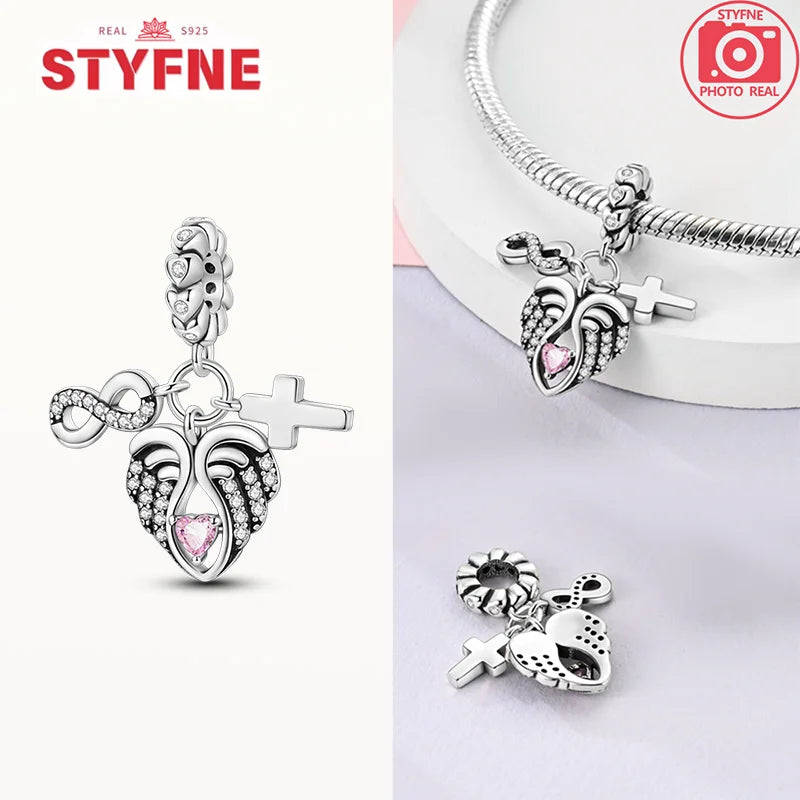 925 Silver Charms Religion Heart Lucky Eye Cross Beads For Original Bracelet Making Pendant for Women Fine Jewelry gifts