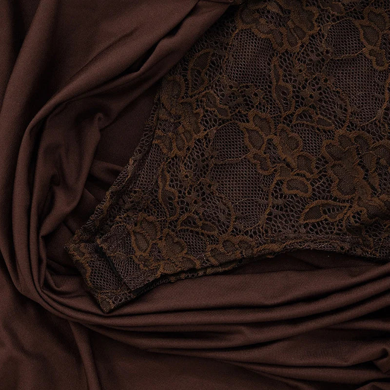 Mozision One Shoulder Lace See Through Sexy Maxi Dress Women Gown Fashion Off-shoulder Sleeveless Backless Club Long Dresses