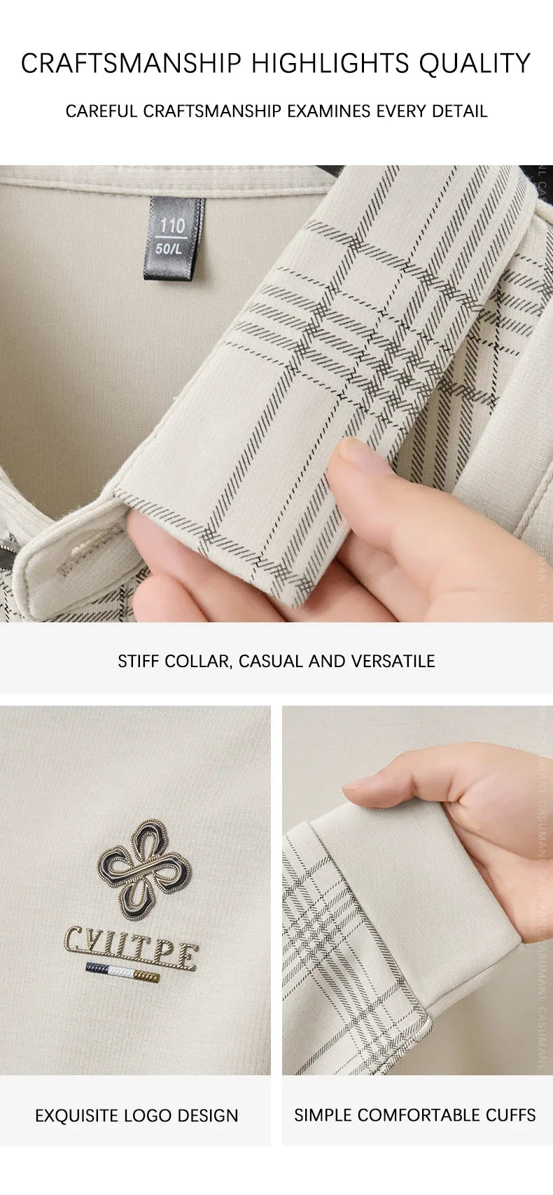 TFETTERS Long Sleeve Polo Shirt Men 2025  Autumn New Business Slim Fake Two Shirt Man Casual Loose Plaid Graphic Shirt for Men