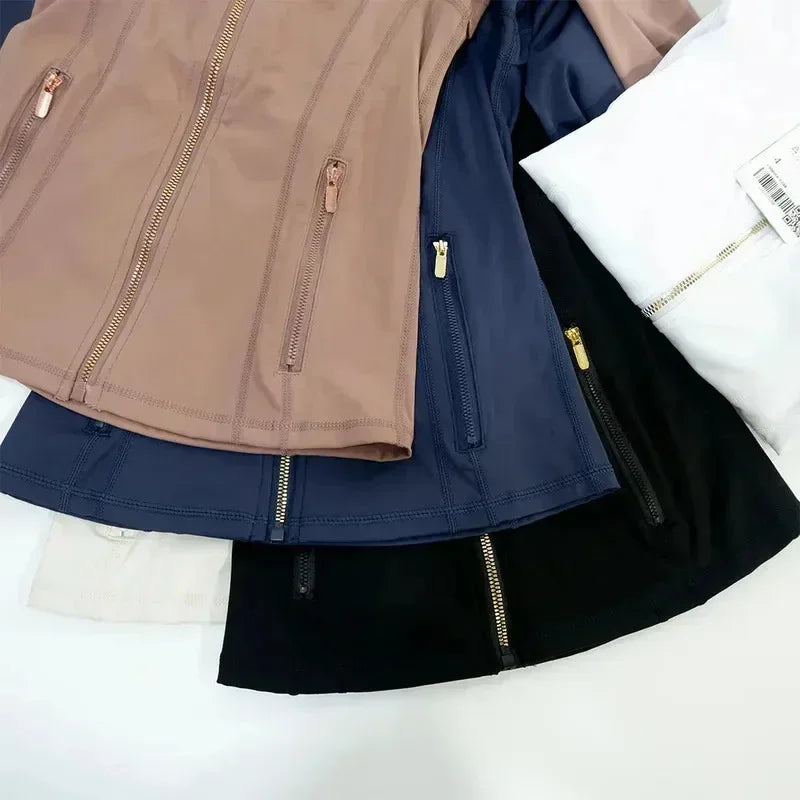 Slimming Zipper Jacket Yoga Collar Lightweight Quick Dry Sporty Thin Rose Gold Evening Summer Outerwear for Active Living