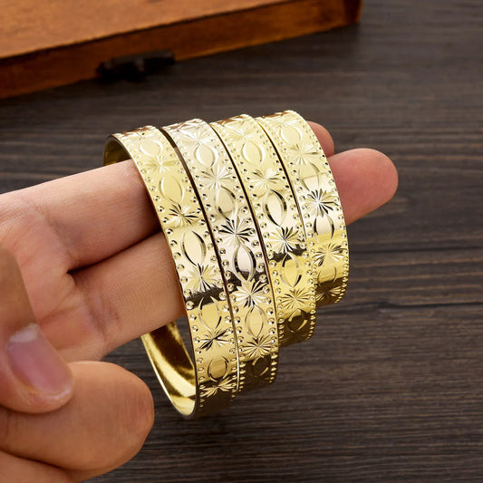 50MM/55MM/65MM/70MM Dubai Wedding 9k Color Bangle For Women Ethiopian Jewelry Bangles Bracelets Girl Birthday Jewelry Gifts #137