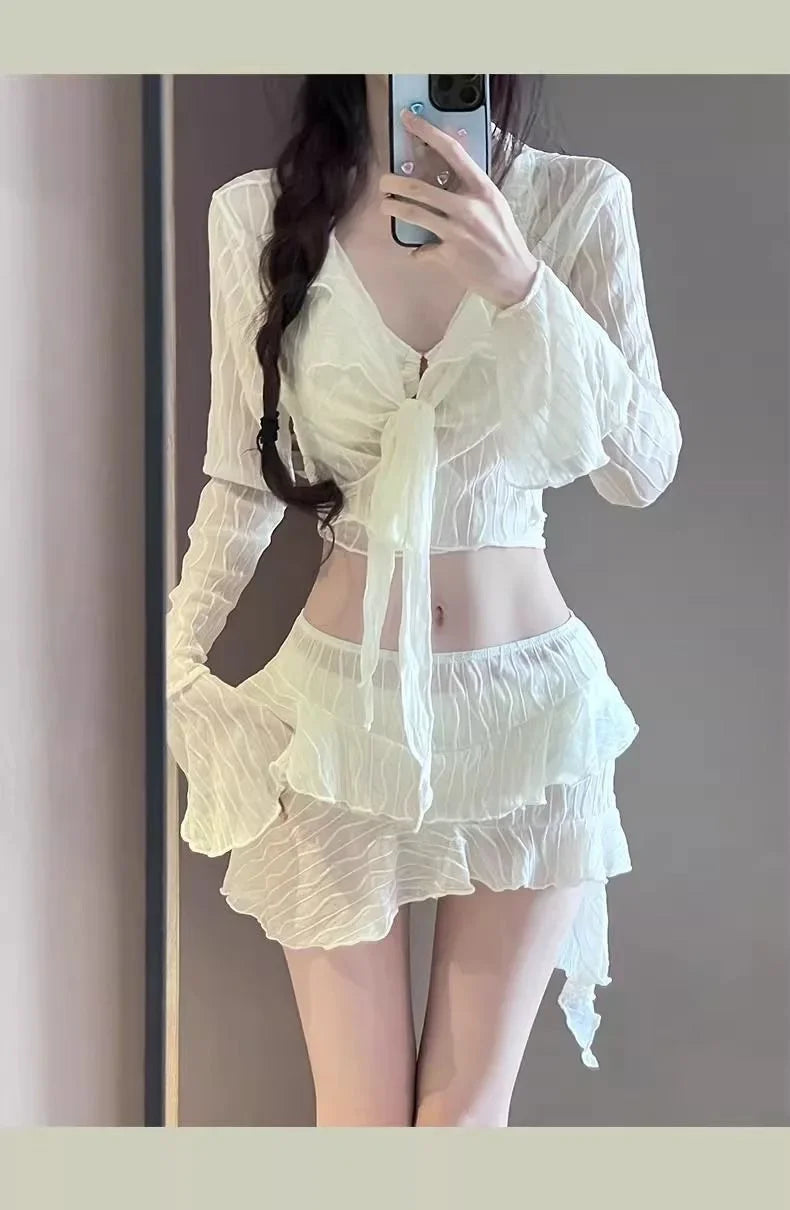 Sexy Bikini Swimsuit Women's Conservative Slimming Cover-Up Separate Swimwear Four-Piece Set Beach Vacation Hot Spring Swimming