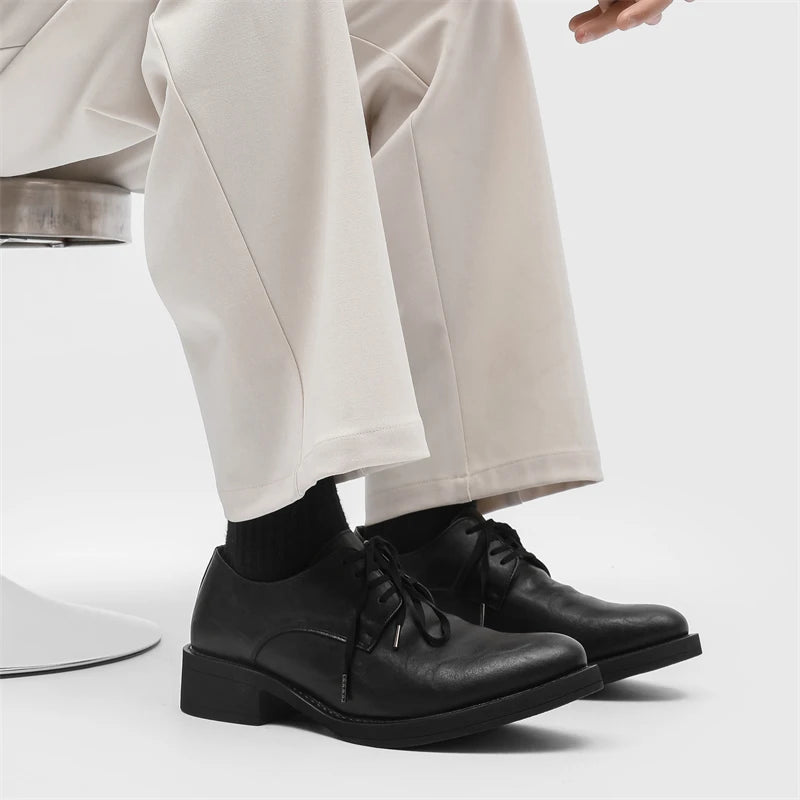 British Style Men's Leather Shoes Pointed Luxury Leather Dress Shoes Versatile Couples Interview Commuting Men's Casual Shoes