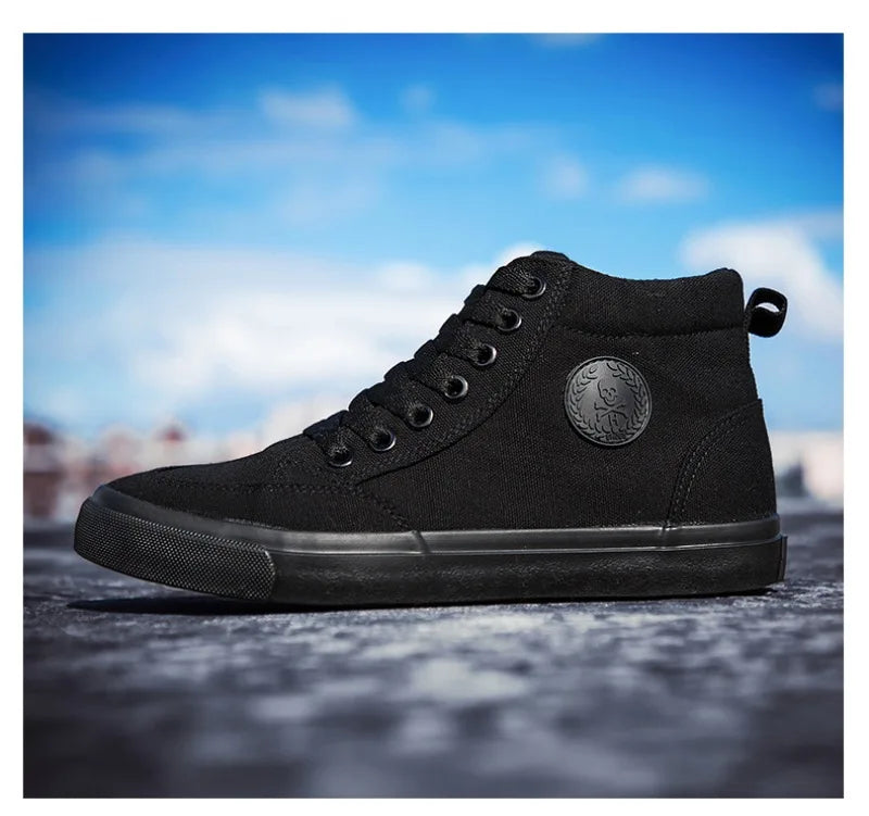 Men's High Top Sneakers Breathable Canvas Casual Shoes Fashion Street Skateboard Shoes for Men Lace Up Vulcanize Shoes Tenis2024