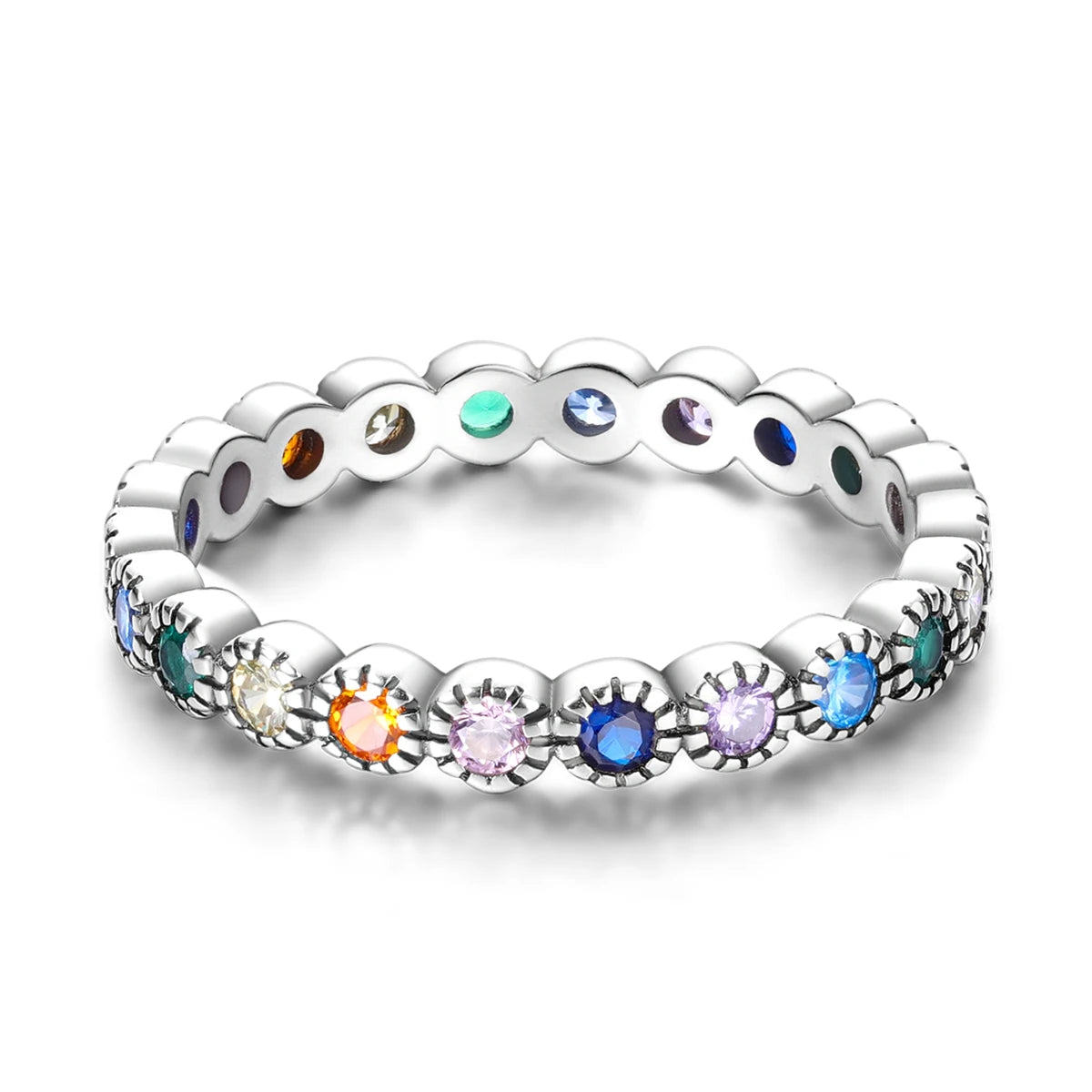 Silver Plated Women Luxury Stackable Ring Real Infinite Flower Daisy Fine Jewelry Rings For Engagement Weddling Party