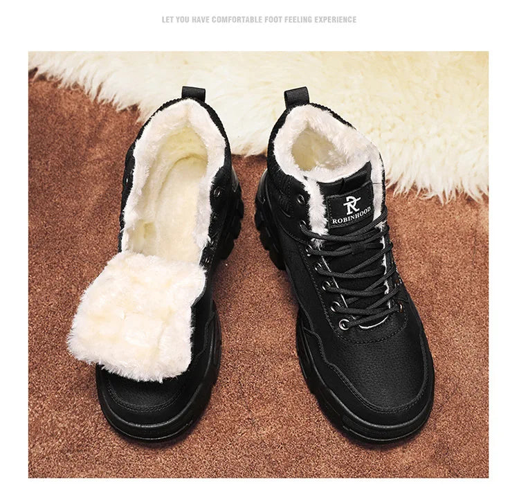Winter New Fleece-Lined Cotton Shoes Fashionable Outdoor Snow Boots Trendy Warm High-Top Work Shoes Wholesale Men's Footwear