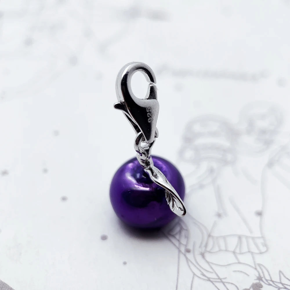 Lovely Purple Enamel Apple Pendant Charm For Women Girls 925 Sterling Silver Jewelry Gift