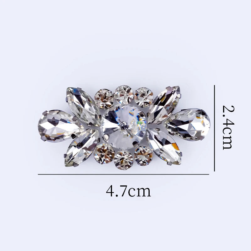 QIAO 5pcs Rhinestones Ornament Crystal Clear Iron on Diamond Rhinestones for Clothing Bags Hoodie Decorations Accessories