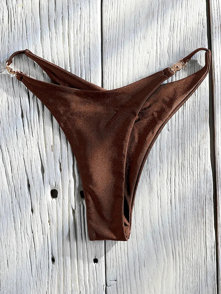 Miyouj Bandage Swimwear Summer Swimsuit High Cut Bikini Set Solid Sexy 2-Piece Suit New Bathsuit Hollow Out Thongs Beachwear